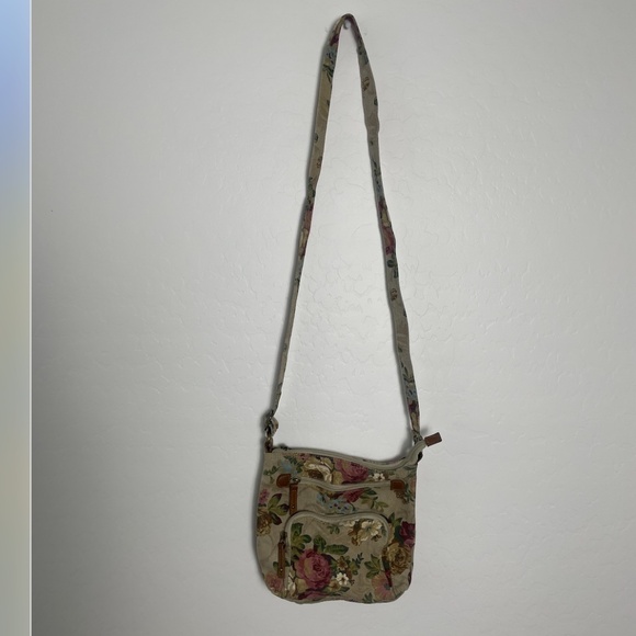 Cargo Floral Utility Crossbody Canvas Cartridge Pocket Passport Artsy Bag Purse - Picture 5 of 5